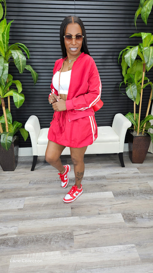 Let's Be Besties Skirt Set(Red) - Laine Collection