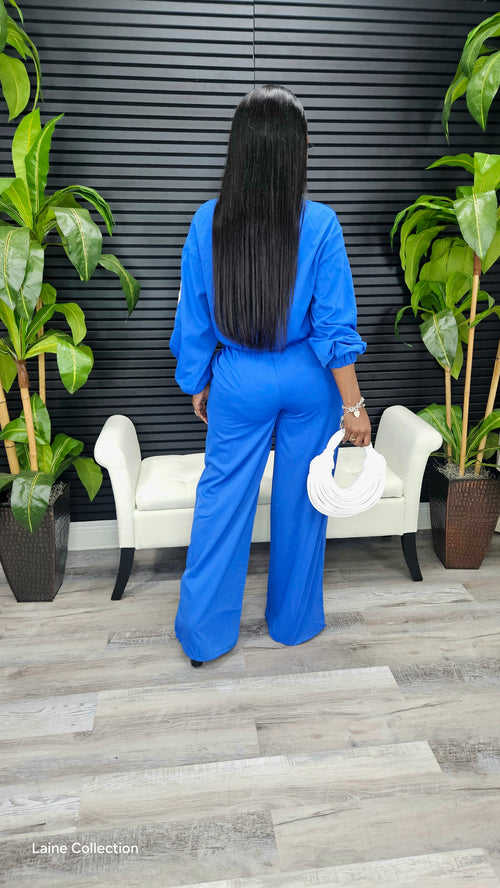 Lazy Afternoon Pants Set(Blue) - Laine Collection