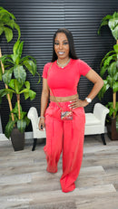 She's Ruthless Pants Set(Red) - Laine Collection