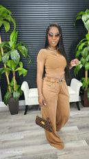 Baddie Chic Pants Set(Coffee) - Laine Collection