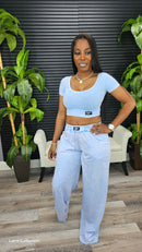Baddie Chic Pants Set(Sky Blue) - Laine Collection
