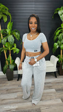 Baddie Chic Pants Set(Ice Cement) - Laine Collection