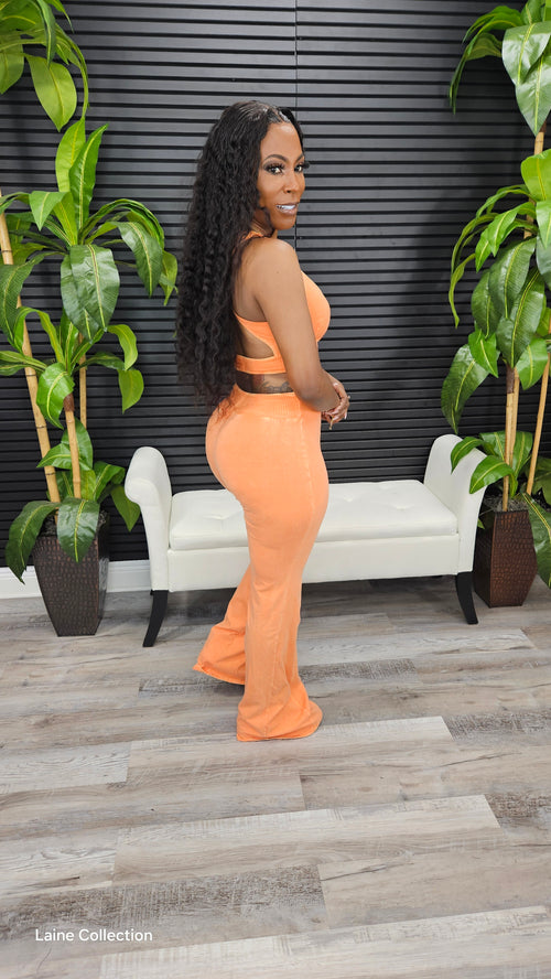 Baddie J'adore Pants Set(Orange) - Laine Collection