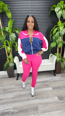 Call It Quits Legging Set(Dk Fuchsia/Navy/Bone) - Laine Collection