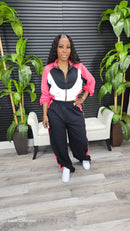 Swept Away Pants Set(Black/Coral/Ivory) - Laine Collection