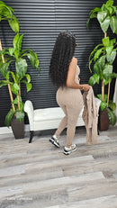 Don't Take Offense Jumpsuit Set(Mocha) - Laine Collection