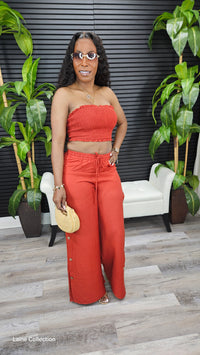 Until Next Time Pants Set(Brick) - Laine Collection