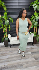 Be Mine Midi Tank Dress(Sage Green) - Laine Collection