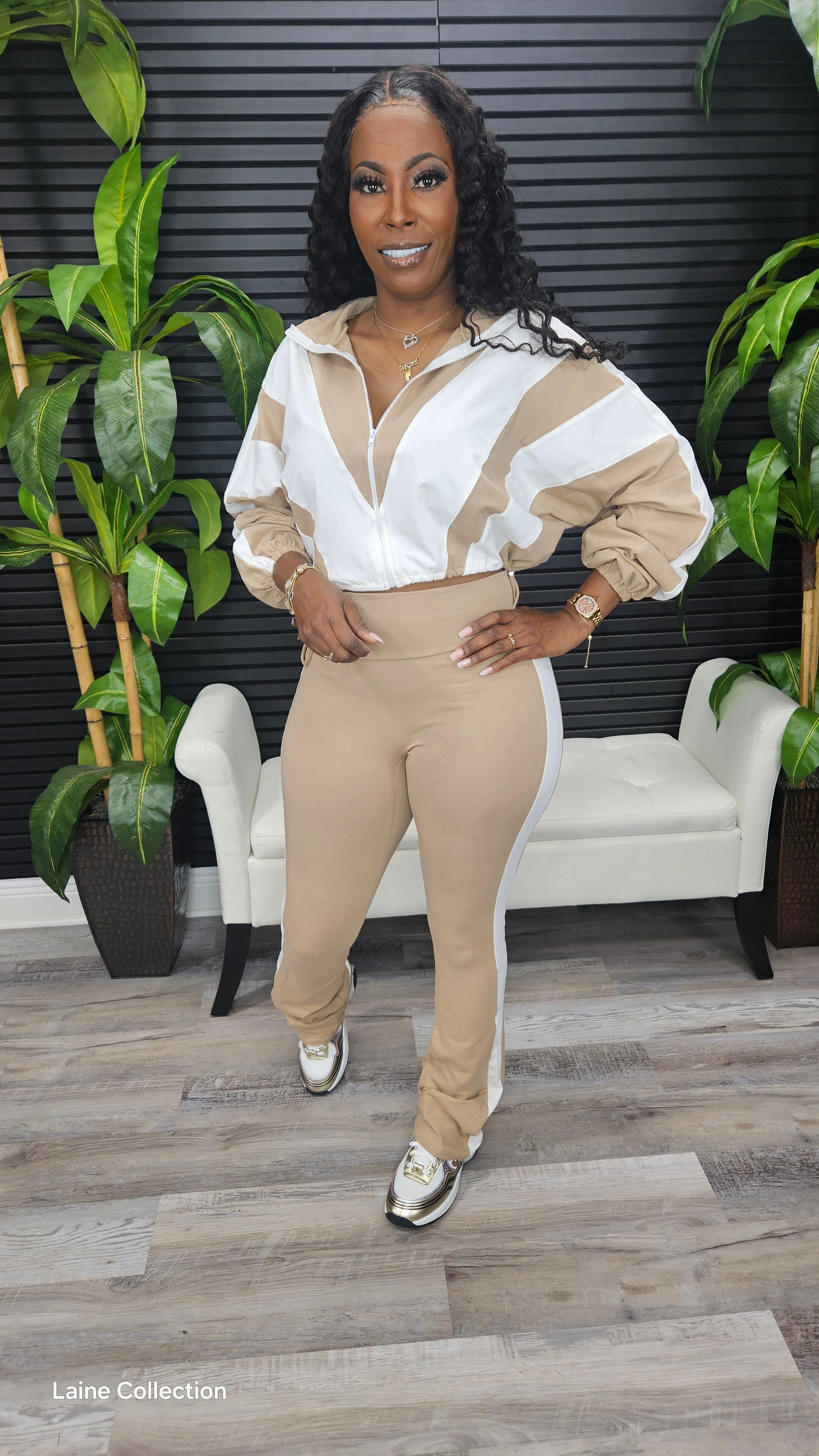 Line Them Up Pants Set(Brown)