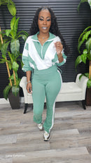 Line Them Up Pants Set(Sage) - Laine Collection