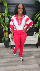 Line Them Up Pants Set(Red) - Laine Collection