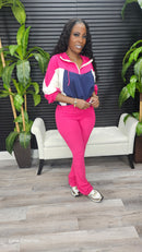 Show Me Love Pants Set(Fuchsia/Navy/Bone) - Laine Collection