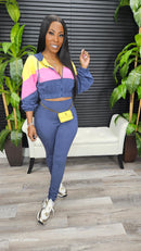 Come Find Me Legging Set(Denim/Hot Pink/Banana) - Laine Collection