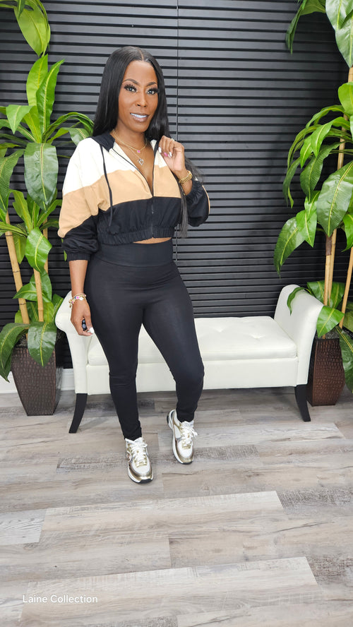 Come Find Me Legging Set(Black/Khaki/Natural) - Laine Collection