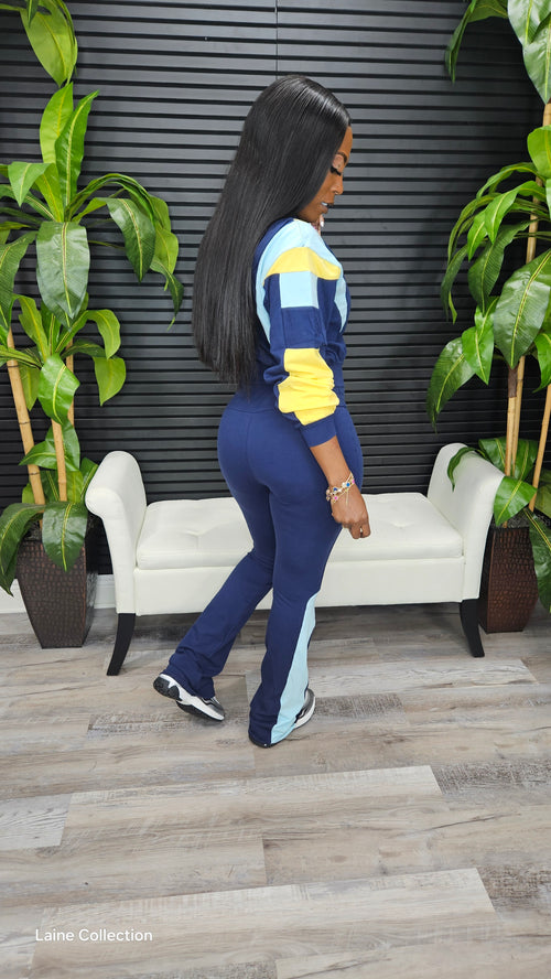 Do It Again Legging Set(Navy/Babyblue/Banana) - Laine Collection