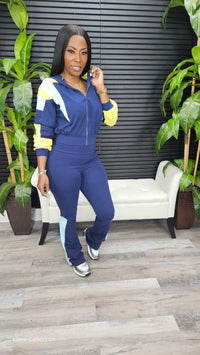 Do It Again Legging Set(Navy/Babyblue/Banana) - Laine Collection