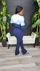 Double Take Jumpsuit(Navy/Baby Blue/Ivory) - Laine Collection