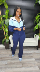 Double Take Jumpsuit(Navy/Baby Blue/Ivory) - Laine Collection