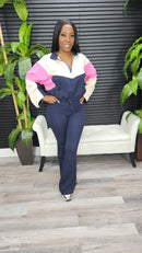 Can't Hold Me Down Legging Set(Midnight Navy/Cream/Hot Pink) - Laine Collection