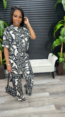 Loose Leaves Pants Set (Black) - Laine Collection