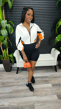 Keep Her Here Short Set(Bone/Black/Deep Orange) - Laine Collection
