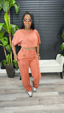 No More Feelings Pants Set(Burnt Orange) - Laine Collection