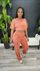 No More Feelings Pants Set(Burnt Orange) - Laine Collection