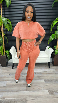 Not Trying Pants Set(Burnt Orange) - Laine Collection