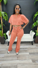 Not Trying Pants Set(Burnt Orange) - Laine Collection