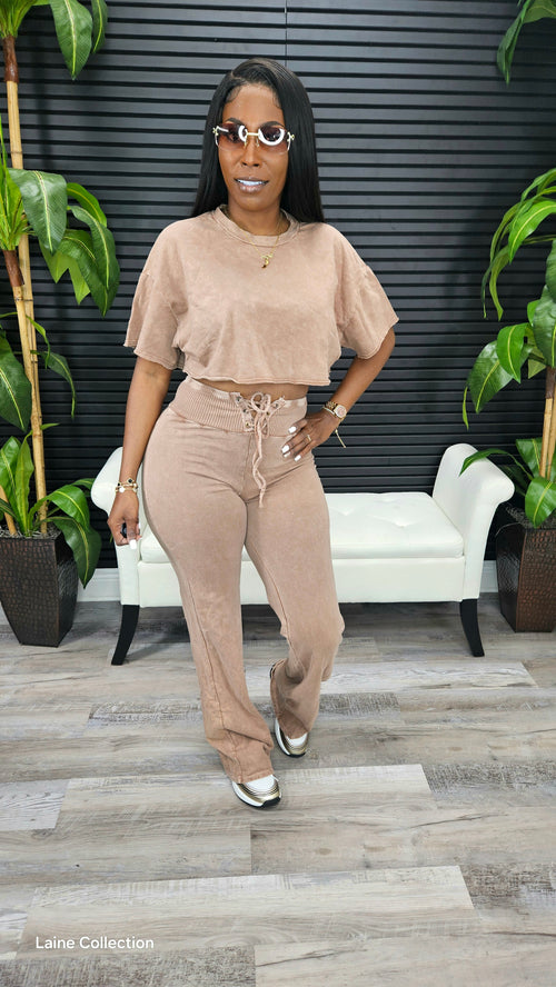 Not Trying Pants Set(Brown) - Laine Collection