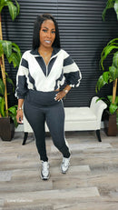 Never Draw The Line Pants Set(Charcoal/Bone) - Laine Collection
