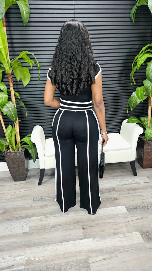 Talk To Me Pants Set (Black) - Laine Collection