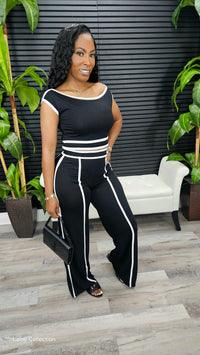Talk To Me Pants Set (Black) - Laine Collection