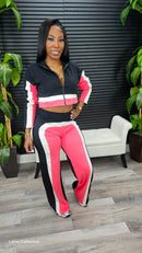 On The Go Pants Set(Black/Coral/Oatmeal) - Laine Collection