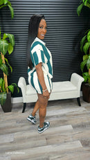 Stripe Shorts Set(Green/Cream) - Laine Collection