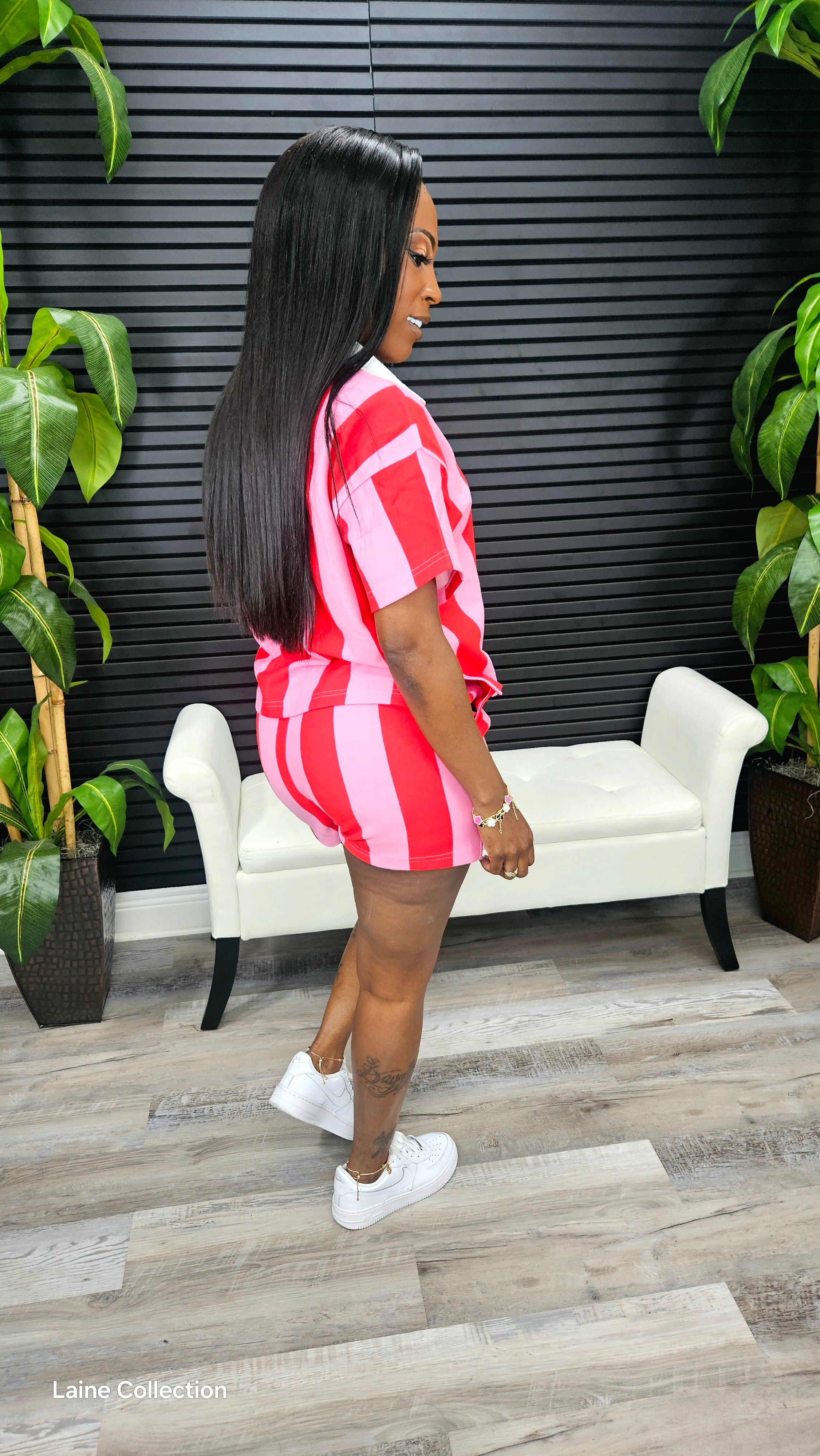Stripe Shorts Set(Pink/Red)