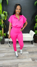 On My Good Side Jumpsuit(Lt Fuchsia) - Laine Collection