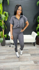 On My Good Side Jumpsuit(Cement) - Laine Collection