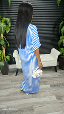 Striped Maxi Shirt Dress(Blue)PREORDER SHIP DATE 5/14 - Laine Collection