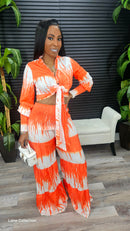 City Brunch Pants Set(Orange) - Laine Collection