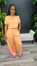 Out And About Pants Set(Orange Dusty/Pink Hot/Ivory) - Laine Collection
