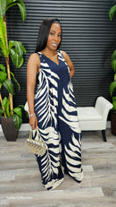 Paradise Palm Jumpsuit(Navy) - Laine Collection