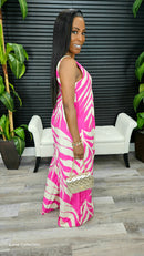 Paradise Palm Jumpsuit(Fuchsia) - Laine Collection