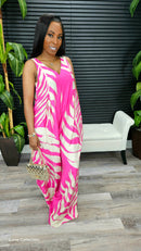 Paradise Palm Jumpsuit(Fuchsia) - Laine Collection