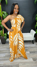 Paradise Palm Maxi Dress(Mocha) - Laine Collection
