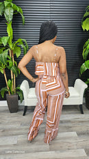 Summer Days Jumpsuit(Brown/Pink) - Laine Collection