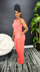 You Make The Call Jumpsuit(Coral) - Laine Collection