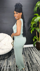 You Make The Call Jumpsuit(Sage) - Laine Collection