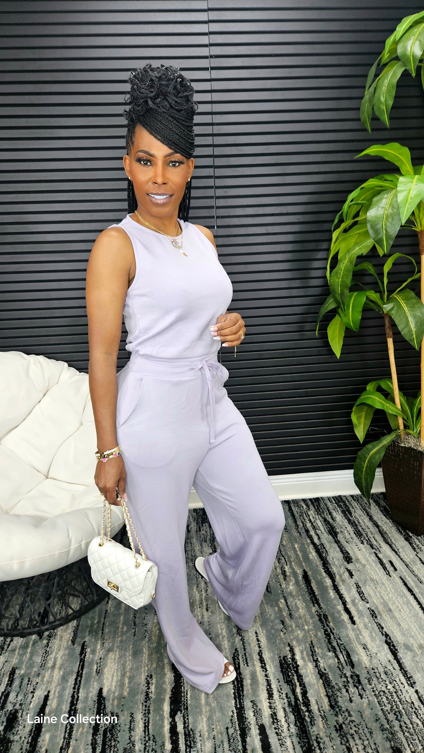 You Make The Call Jumpsuit(Lavender)