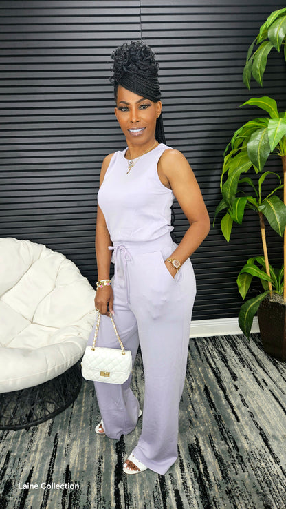 You Make The Call Jumpsuit(Lavender)
